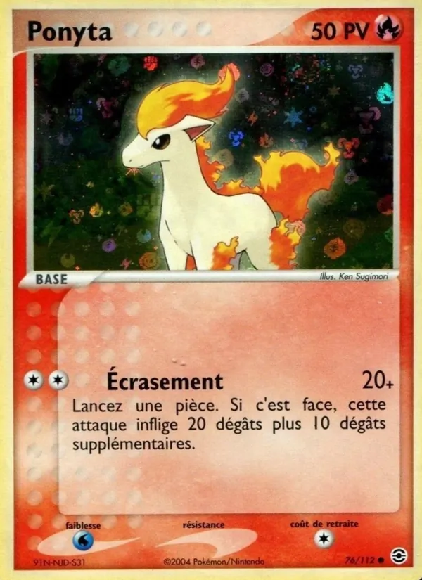 Carte Ponyta 76/112 – EX Rouge Feu & Vert Feuille