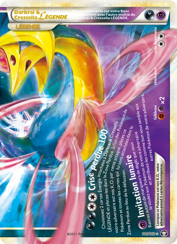 Carte Darkrai & Cresselia LÉGENDE 100/102 – Triomphe