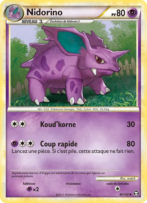 Carte Nidorino 46/102 – Triomphe