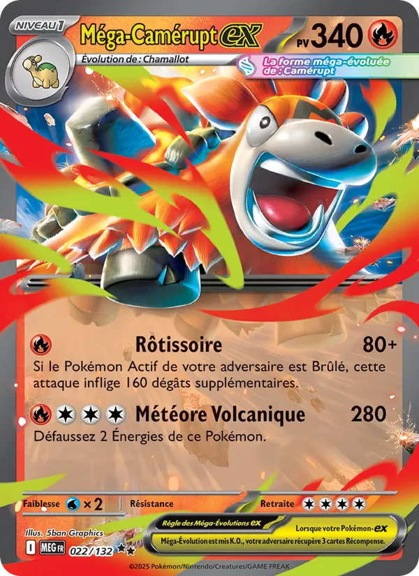 Carte Méga-Camérupt-ex 022/132 – Méga-Évolution