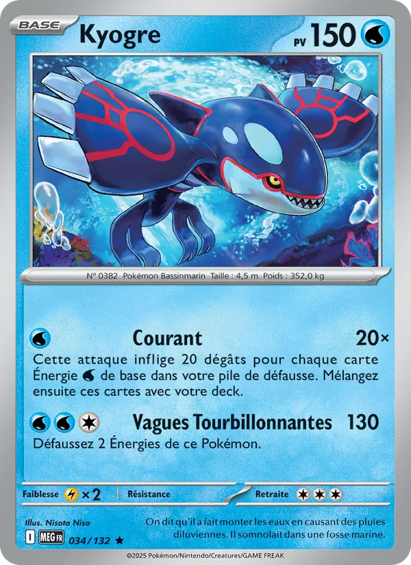 Carte Kyogre 034/132 – Méga-Évolution