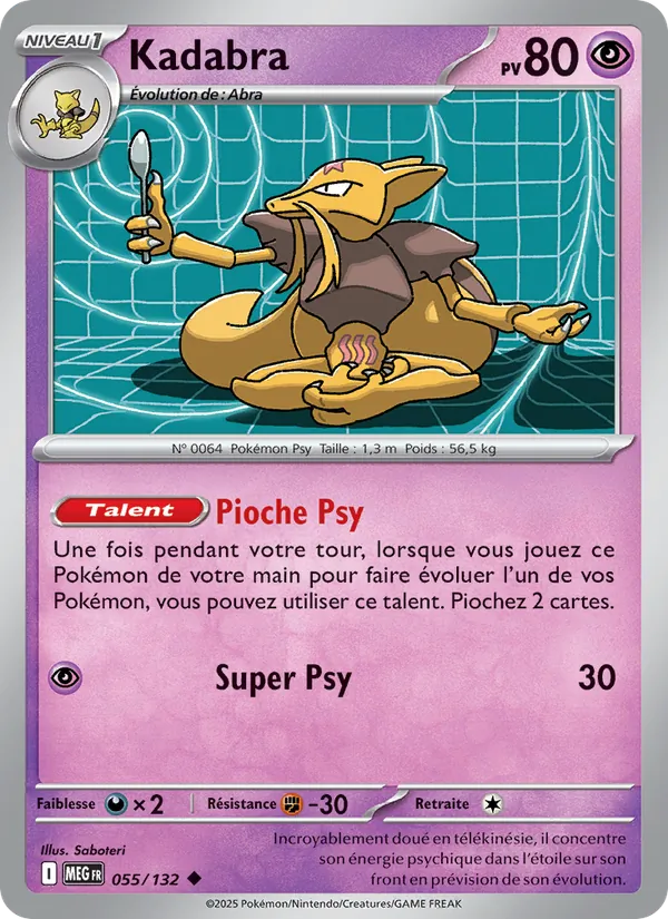 Carte Kadabra 055/132 – Méga-Évolution
