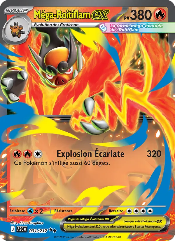 Carte Méga-Roitiflam-ex 031/217 – Héros Transcendants