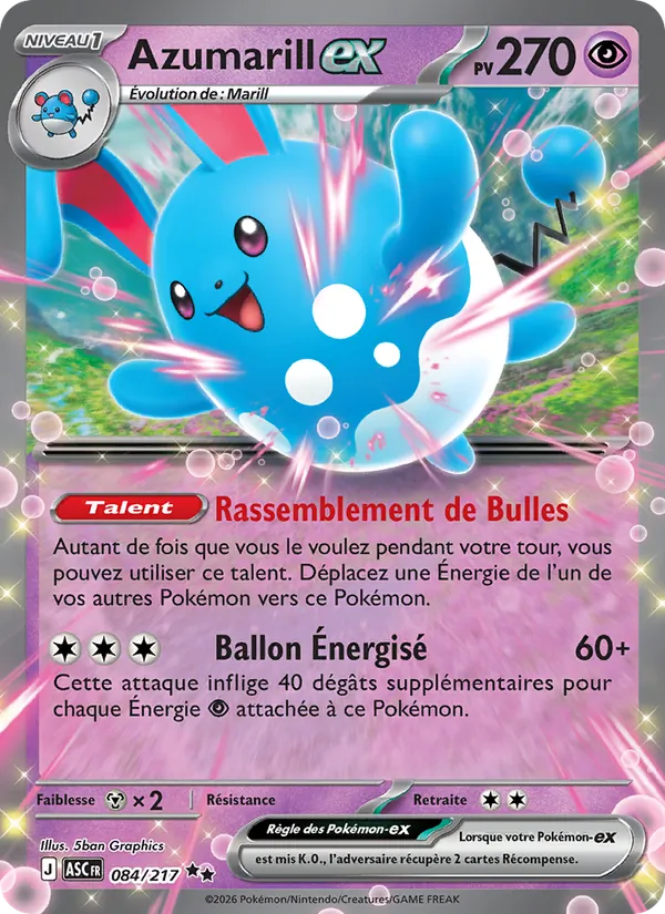 Carte Azumarill-ex 084/217 – Héros Transcendants