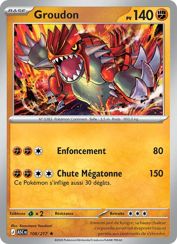 Carte Groudon 108/217 – Héros Transcendants