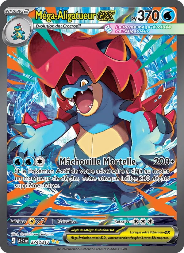 Carte Méga-Aligatueur-ex 274/217 – Héros Transcendants