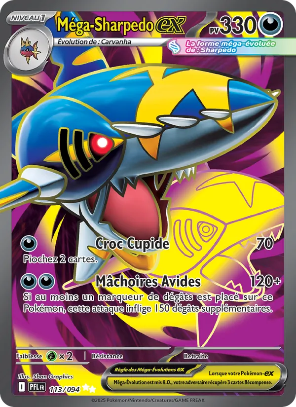 Carte Méga-Sharpedo-ex 113/094 – Flammes Fantasmagoriques