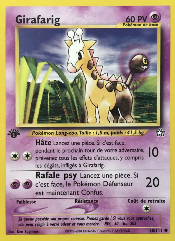 Carte Girafarig 58/111 – Neo Genesis