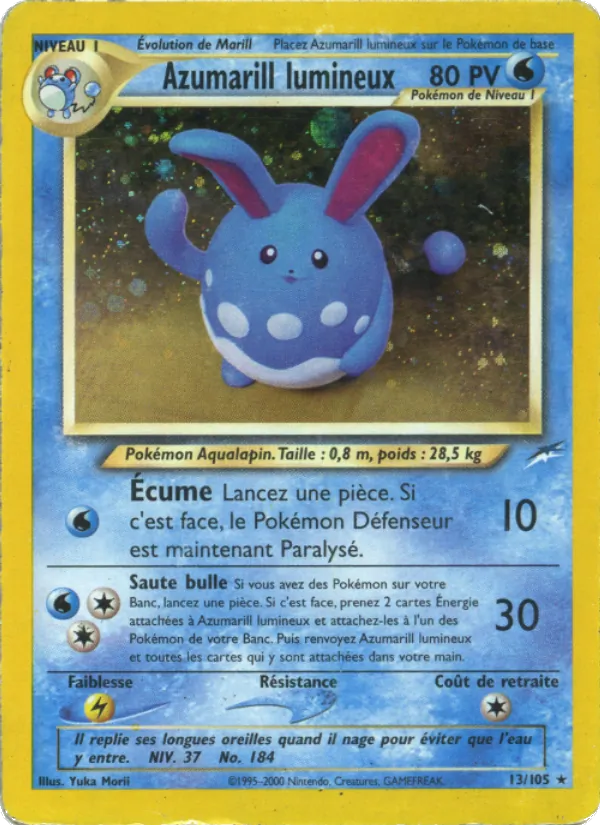 Carte Azumarill lumineux 13/105 – Neo Destiny