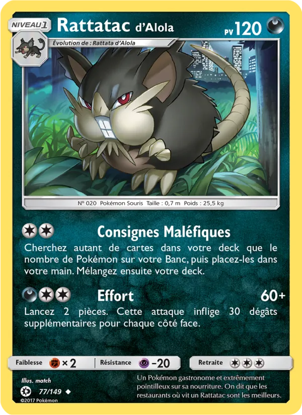 Carte Rattatac d’Alola 77/149 – Soleil et Lune