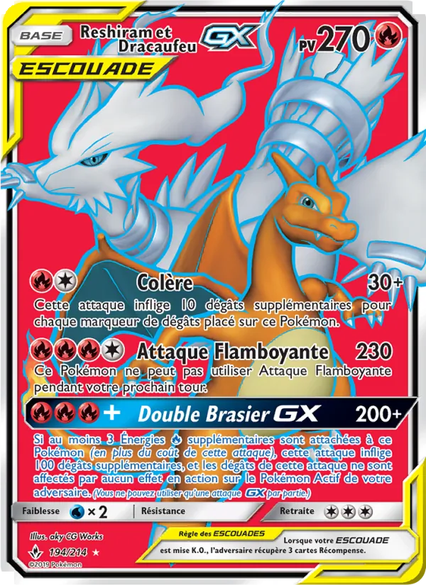 Carte Reshiram et Dracaufeu GX 194/214 – Alliance Infaillible