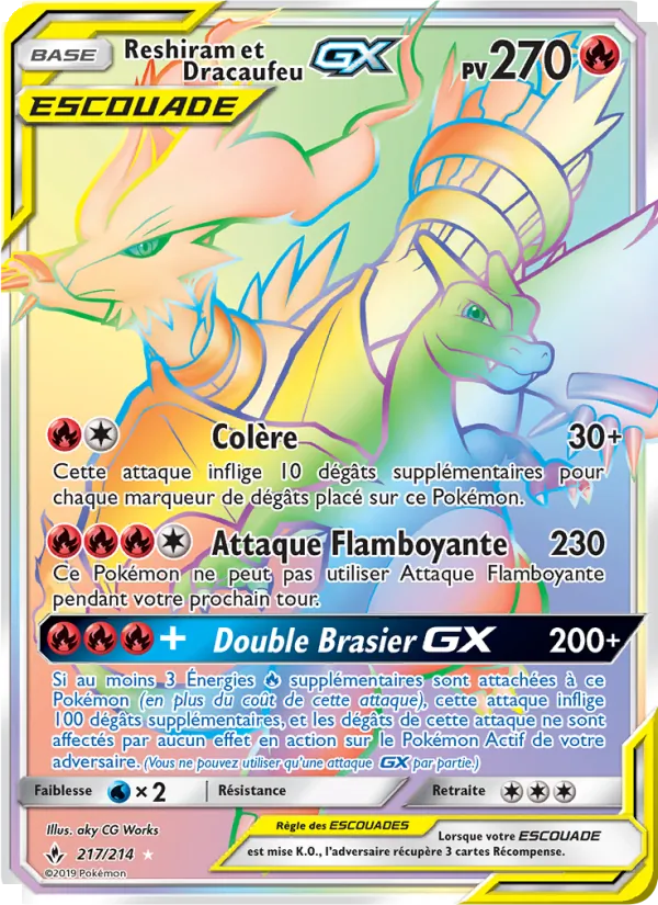 Carte Reshiram et Dracaufeu GX 217/214 – Alliance Infaillible