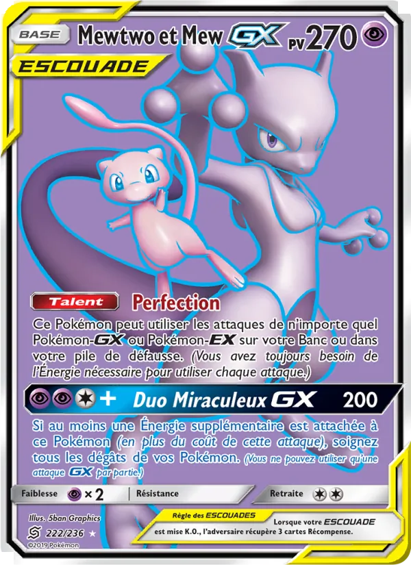 Carte Mewtwo et Mew GX 222/236 – Harmonie des Esprits
