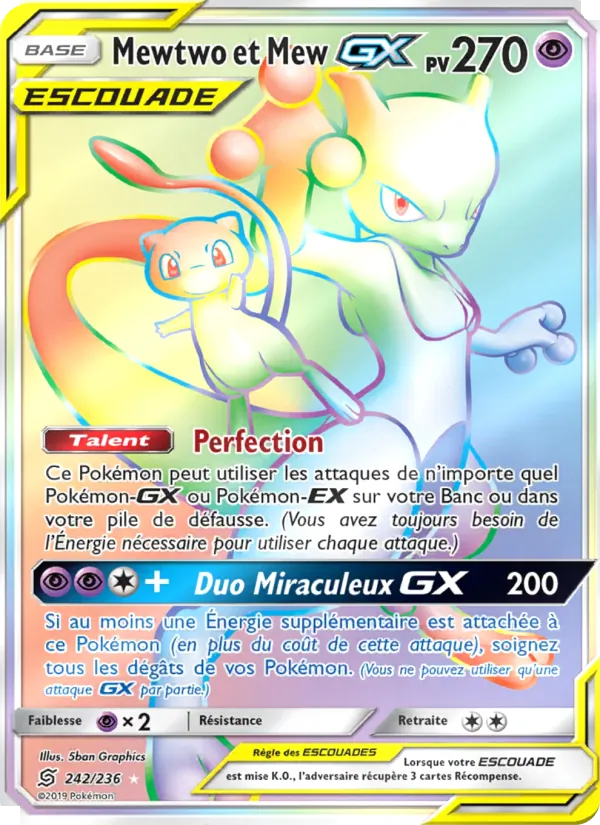 Carte Mewtwo et Mew GX 242/236 – Harmonie des Esprits