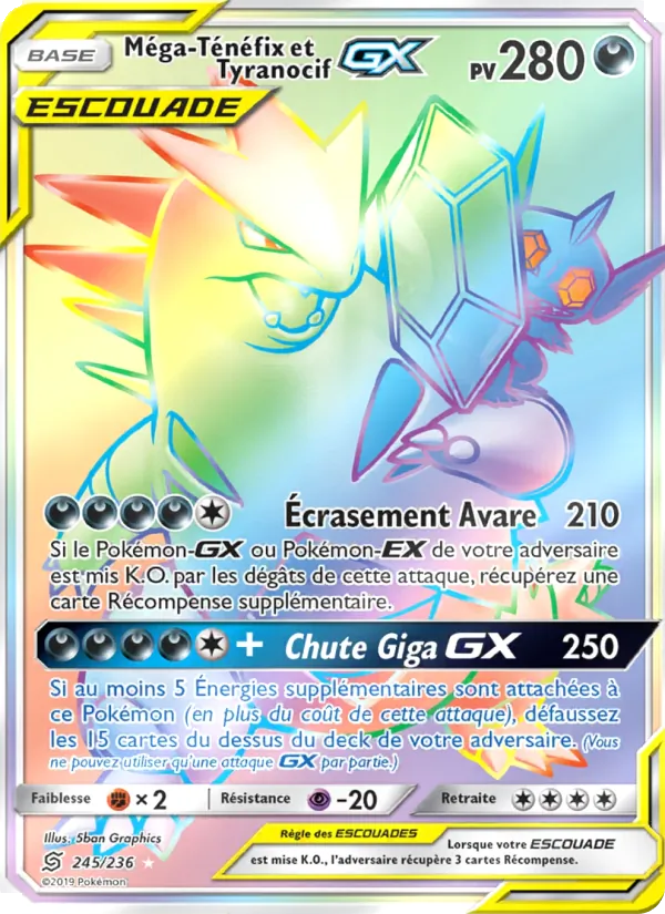 Carte Méga-Ténéfix et Tyranocif GX 245/236 – Harmonie des Esprits