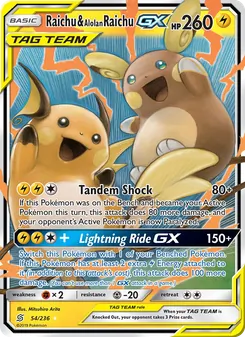 Carte Raichu et Raichu d’Alola GX 54/236 – Harmonie des Esprits