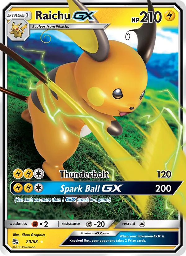 Carte Raichu-GX 20/68 – Destinées Occultes