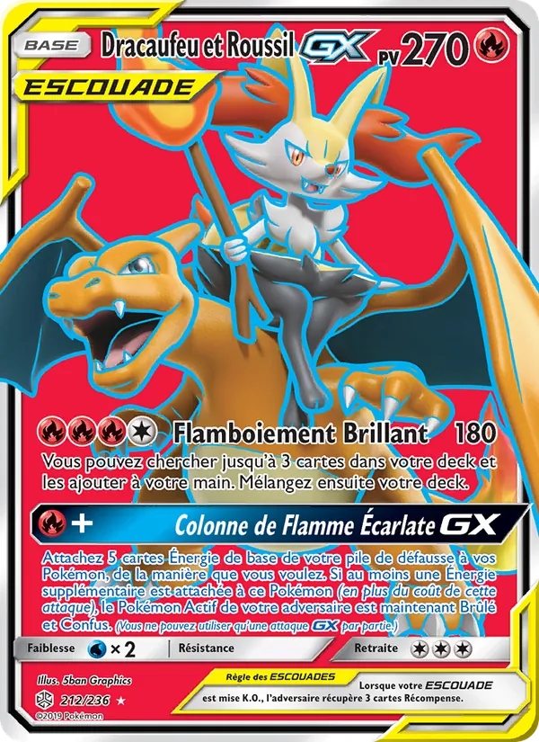 Carte Dracaufeu et Roussil GX 212/236 – Éclipse Cosmique