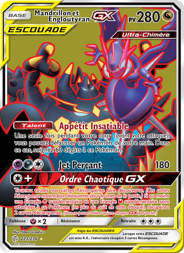 Carte Mandrillon et Engloutyran GX 223/236 – Éclipse Cosmique