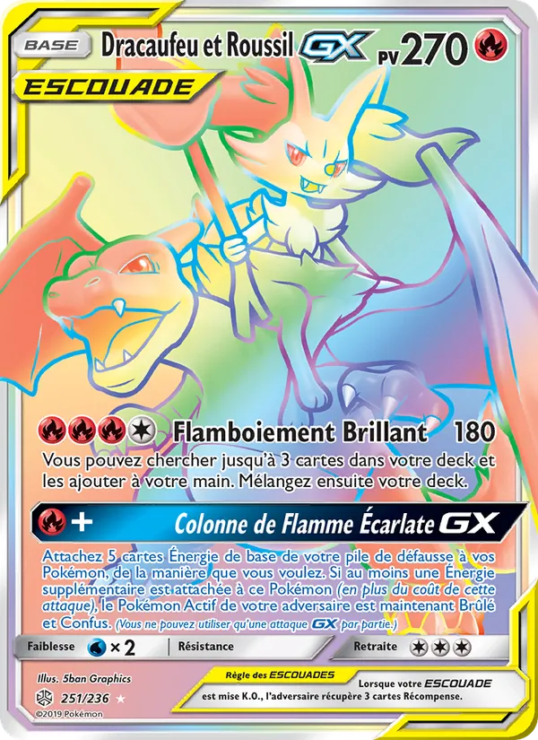 Carte Dracaufeu et Roussil GX 251/236 – Éclipse Cosmique