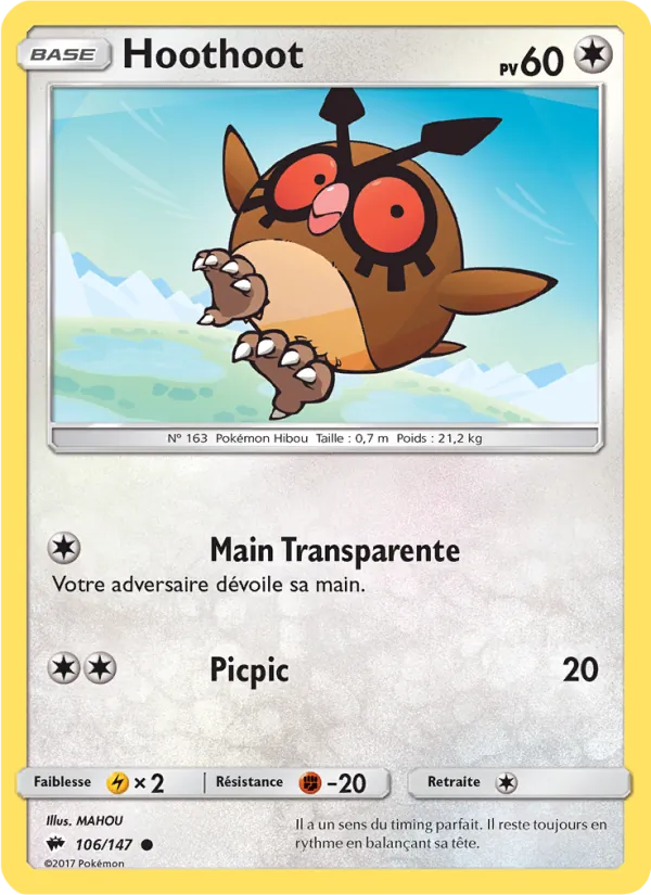 Carte Hoothoot 106/147 – Ombres Ardentes