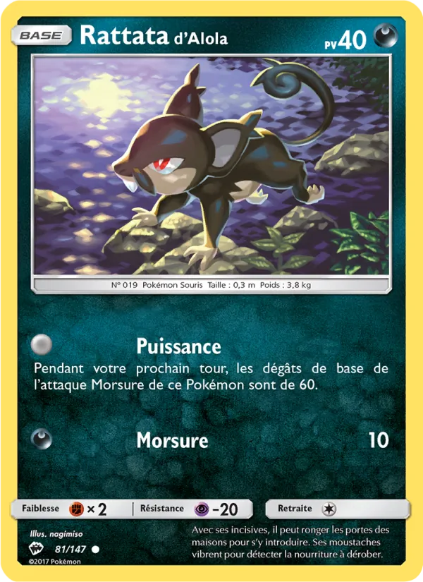 Carte Rattata d’Alola 81/147 – Ombres Ardentes