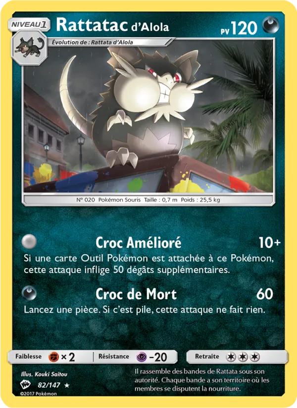 Carte Rattatac d’Alola 82/147 – Ombres Ardentes