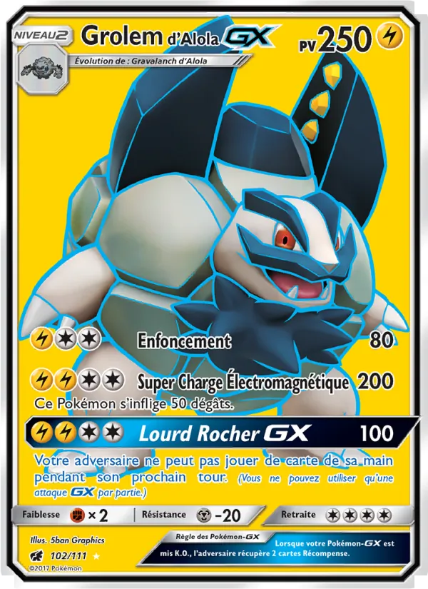 Carte Grolem d’Alola GX 102/111 – Invasion Carmin