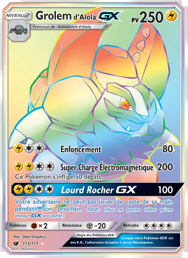 Carte Grolem d’Alola GX 113/111 – Invasion Carmin