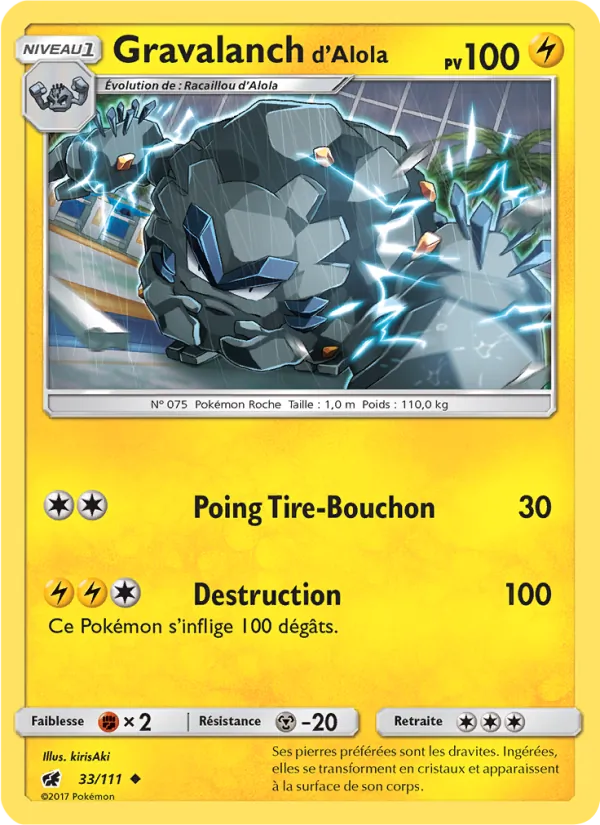 Carte Gravalanch d’Alola 33/111 – Invasion Carmin