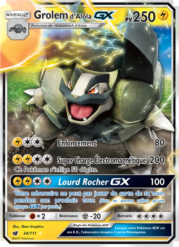 Carte Grolem d’Alola GX 34/111 – Invasion Carmin