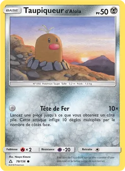 Carte Taupiqueur d’Alola 78/156 – Ultra-Prisme