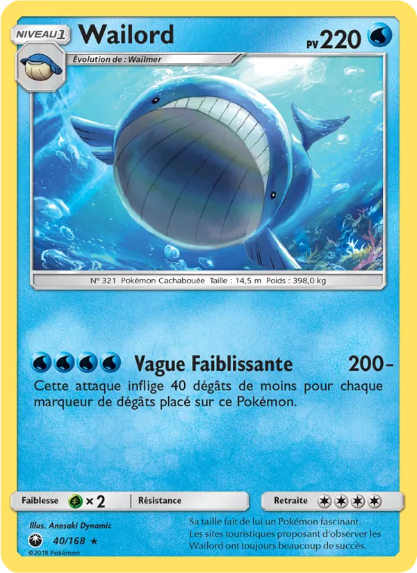 Carte Wailord 40/168 – Tempête Céleste