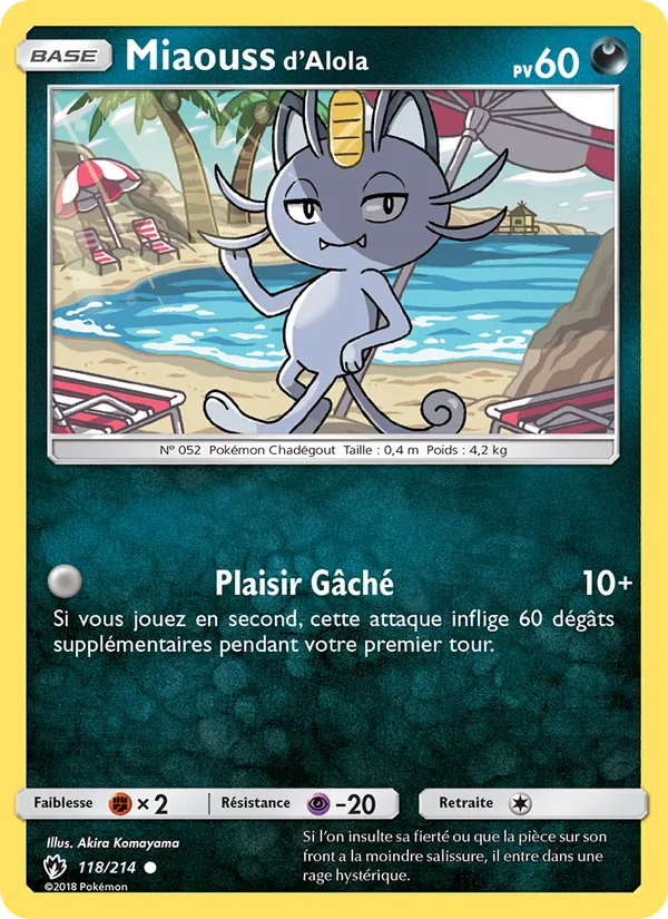 Carte Miaouss d’Alola 118/214 – Tonnerre Perdu