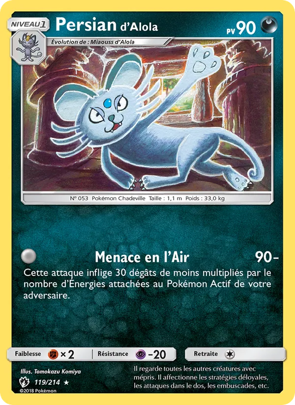 Carte Persian d’Alola 119/214 – Tonnerre Perdu