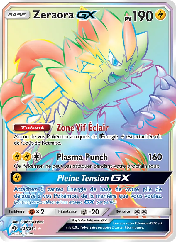 Carte Zeraora GX 221/214 – Tonnerre Perdu