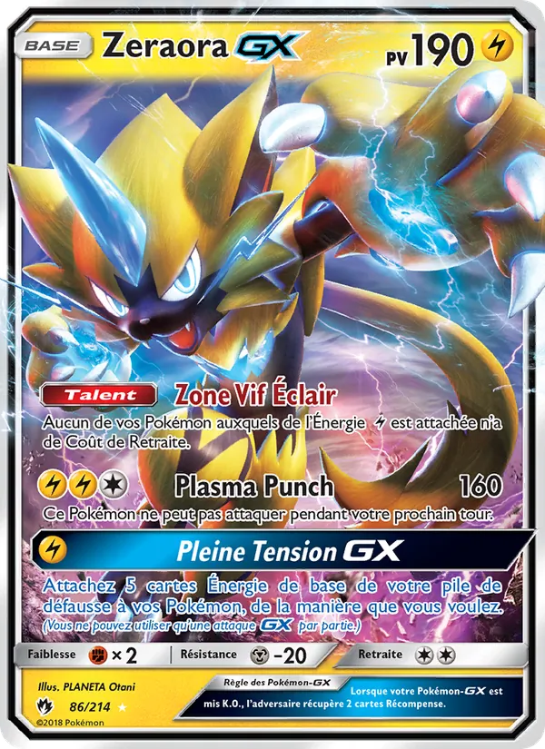Carte Zeraora GX 86/214 – Tonnerre Perdu