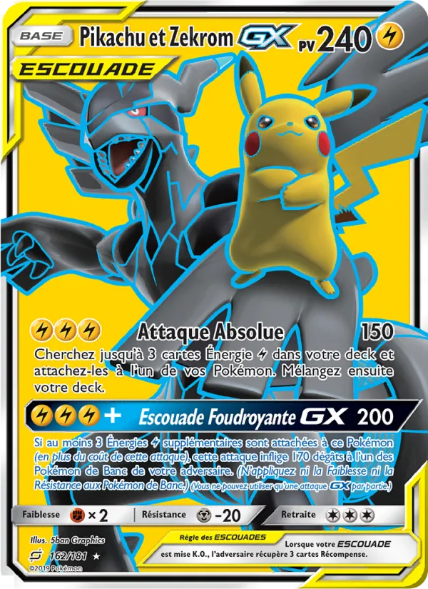 Carte Pikachu et Zekrom GX 162/181 – Duo de Choc