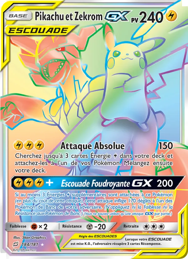 Carte Pikachu et Zekrom GX 184/181 – Duo de Choc