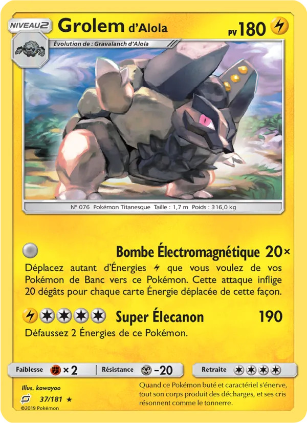 Carte Grolem d’Alola 37/181 – Duo de Choc