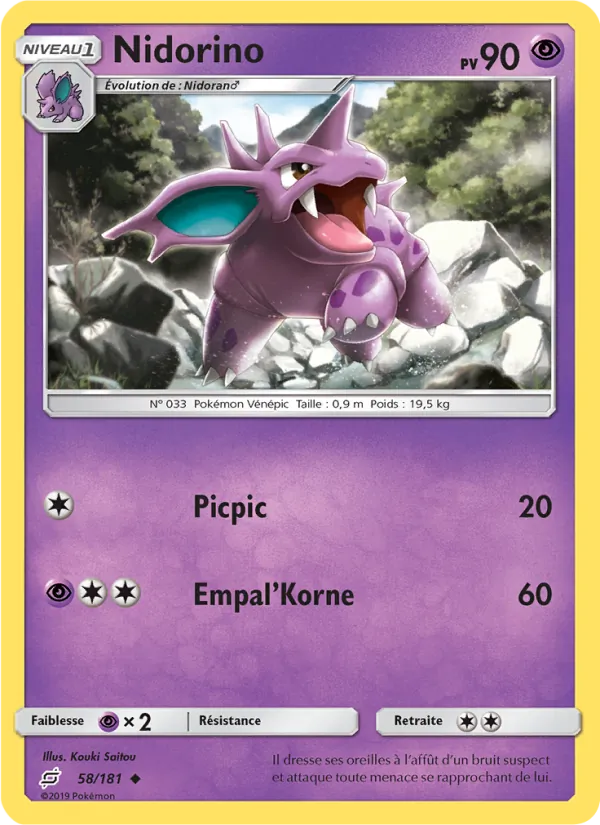 Carte Nidorino 58/181 – Duo de Choc