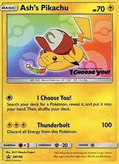 Carte Pikachu de Sacha SM108 – Promo SM