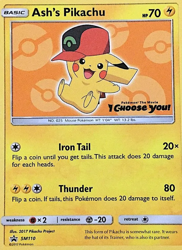 Carte Pikachu de Sacha SM110 – Promo SM