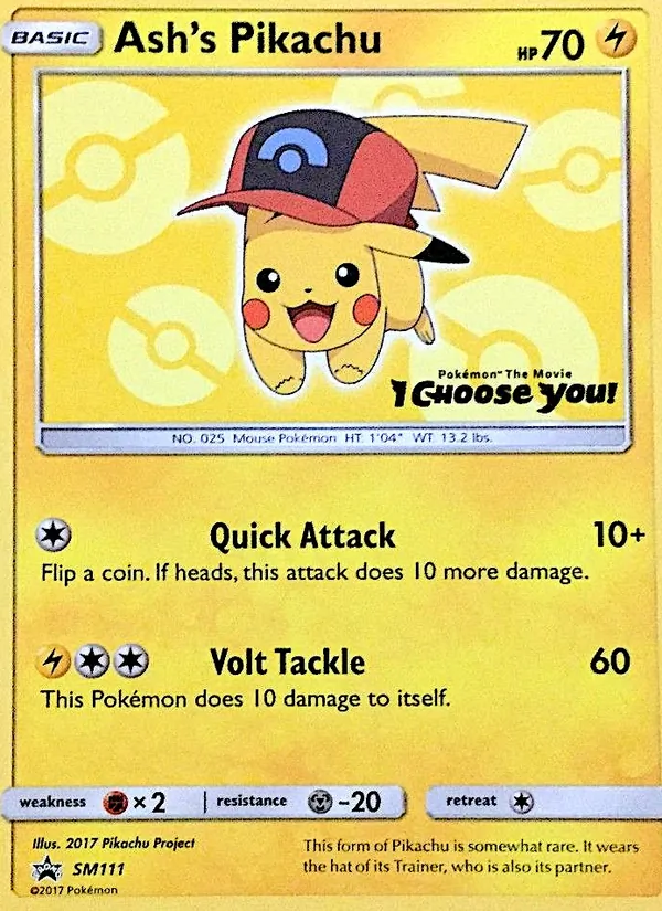 Carte Pikachu de Sacha SM111 – Promo SM