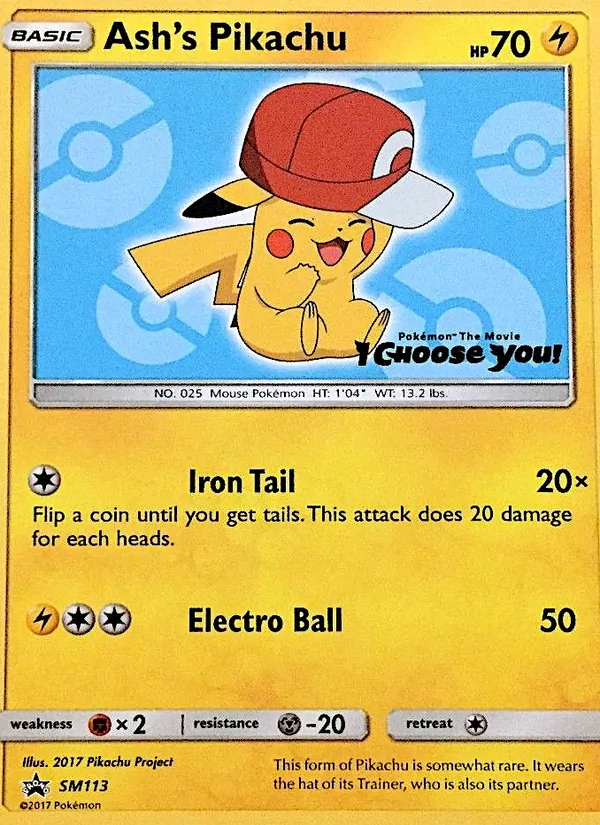 Carte Pikachu de Sacha SM113 – Promo SM