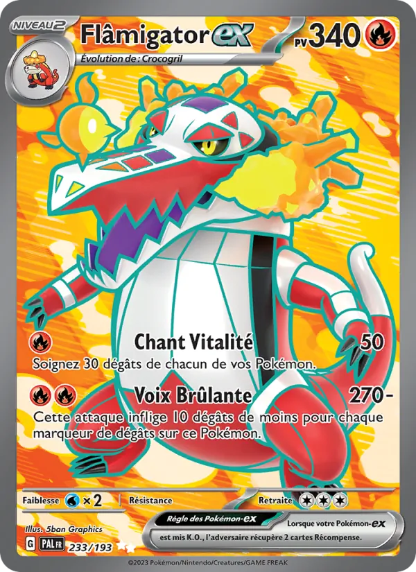Carte Flâmigator-ex 233/193 – Évolutions à Paldea