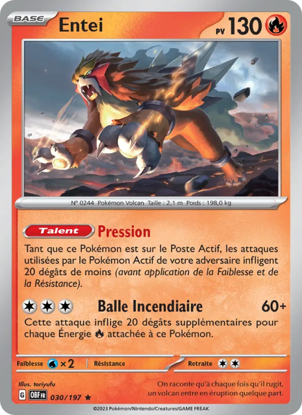 Carte Entei 030/197 – Flammes Obsidiennes