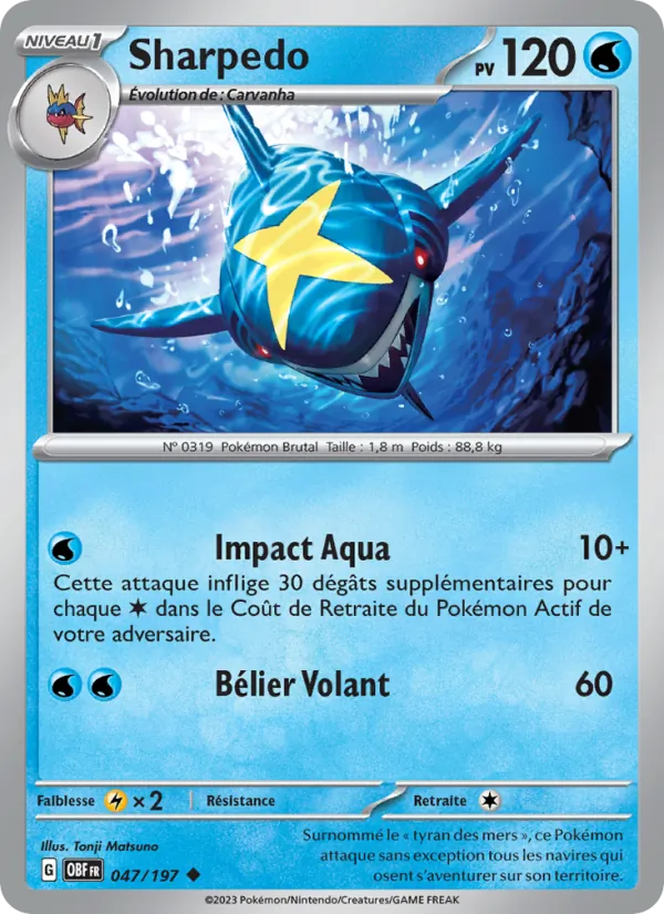 Carte Sharpedo 047/197 – Flammes Obsidiennes