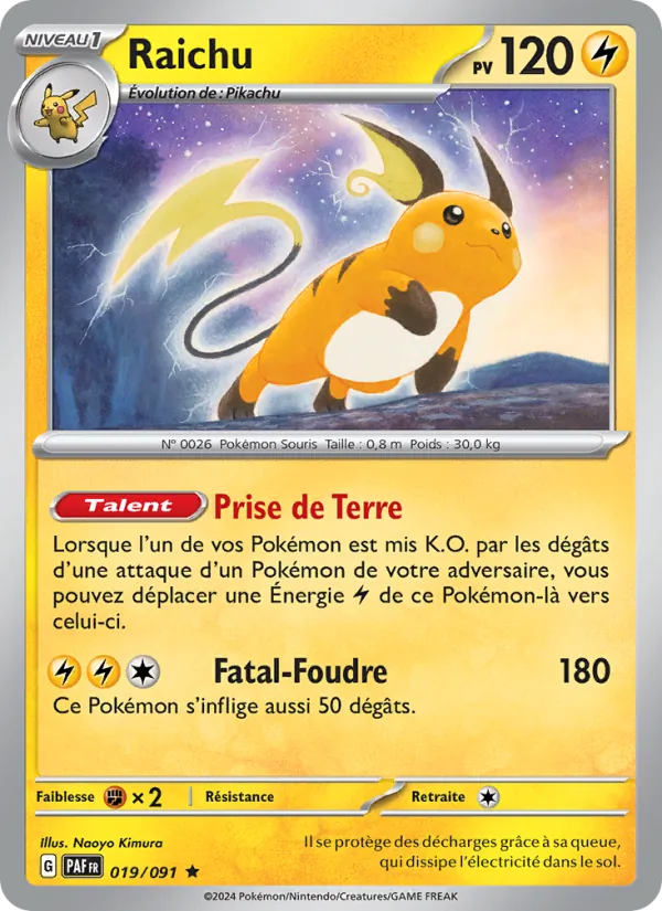 Carte Raichu 019/091 – Destinées de Paldea
