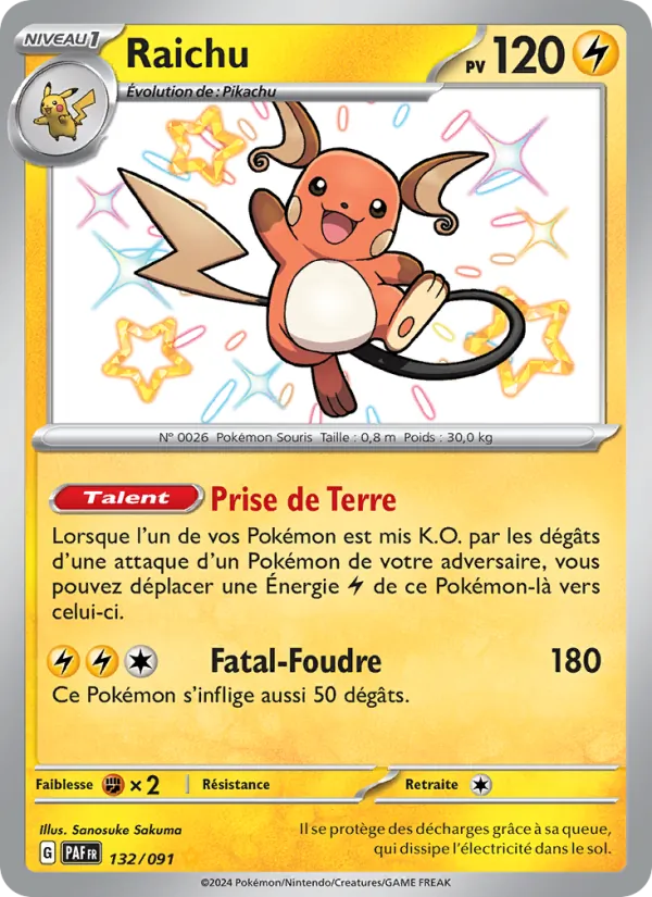 Carte Raichu 132/091 – Destinées de Paldea